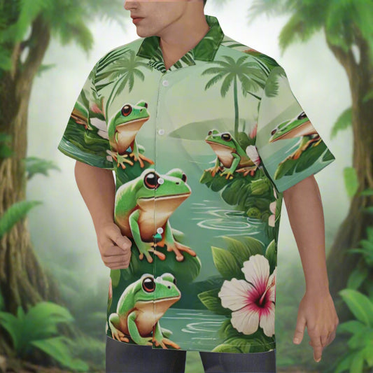 Frogs Aloha Hawaiians Hawaiian Shirt Left Center