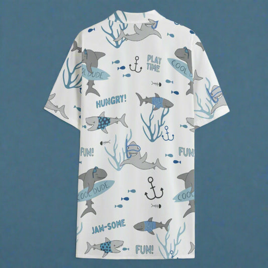 Hungry Sharks Hawaiian Shirt Reverse