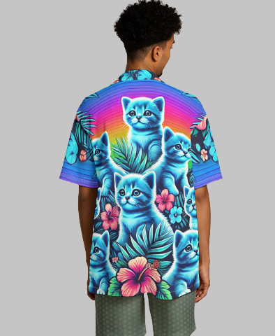 Blue Kittens Boo Hawaiian Shirt