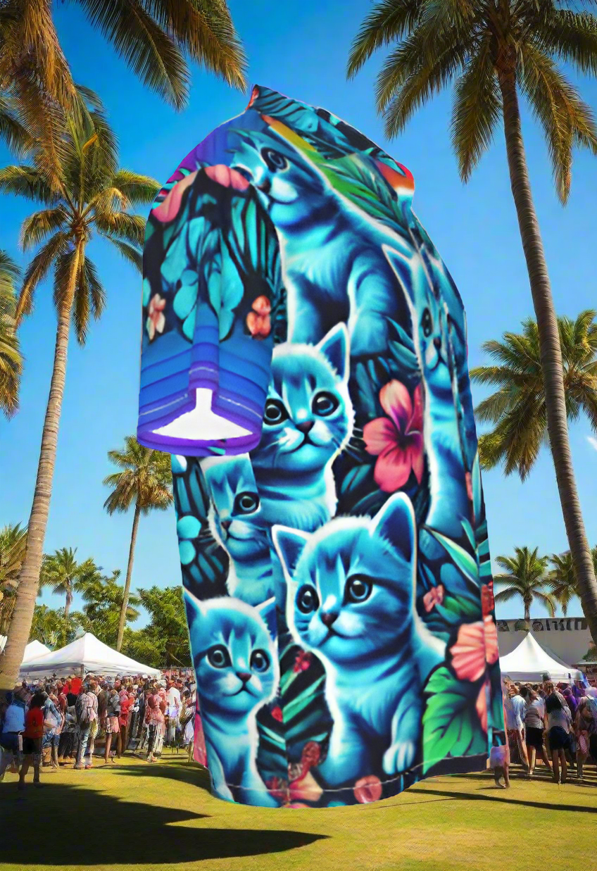 Blue Kittens Hawaiian Festival Palm Trees Hawaiian