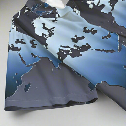 Blue Steel Maps Collection Hawaiian Shirt Rayon