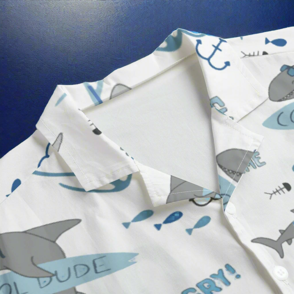 Hungry Sharks Hawaiian Shirt Collar