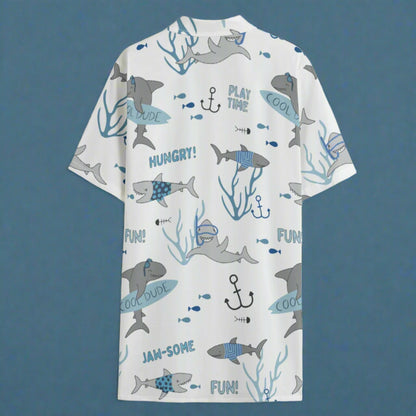 Hungry Sharks Hawaiian Shirt Reverse