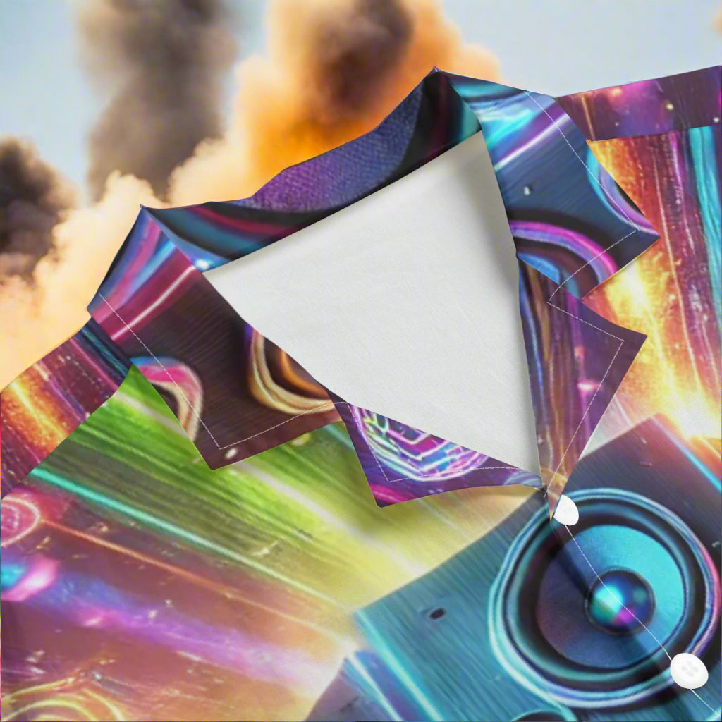 Music festival mens hawaiian shirt multi-color speakers shirt tshirt music festival fashion european american music festival