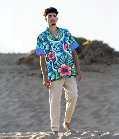 Blue Kittens Boo Hawaiian Shirt