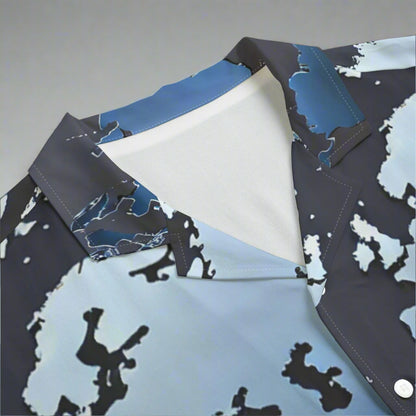 Blue Steel Maps Collection Hawaiian Shirt Rayon